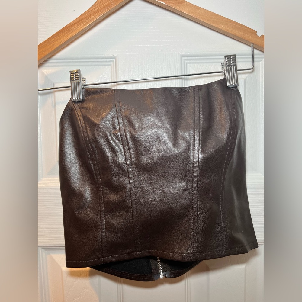 Faux Leather Corset Top